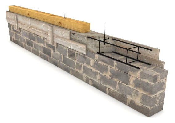 Армаопояс под мауэрлат в домах из строительных блоков.
