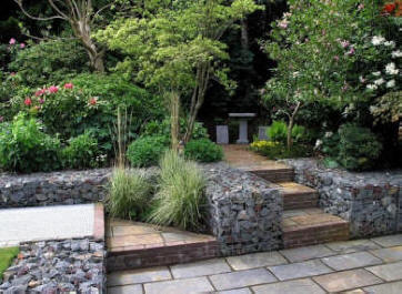 Габионы на участке.