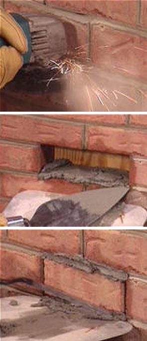 Замена кирпича в кладке.