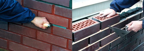 Кладка клинкерного кирпича.