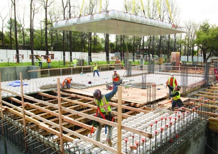 Бетонные перекрытия с шарами баблдэк.