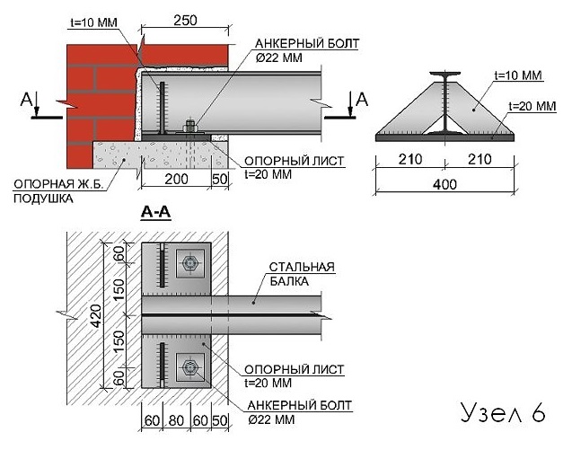 Узел опирания № 6.